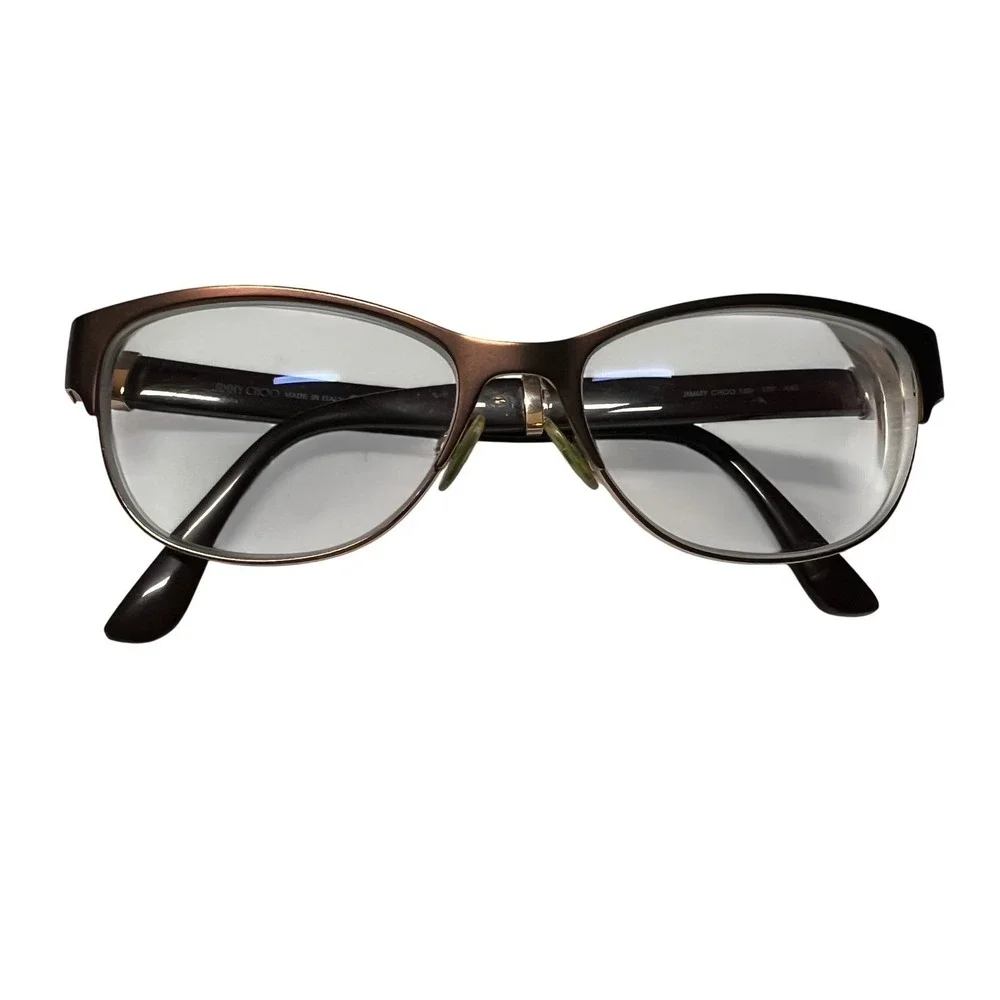 Jimmy Choo Cat Eye Eyeglasses Frames Gold‎ Brown Italy Luxury Designer
